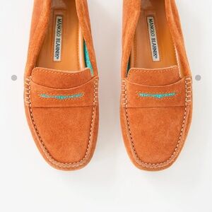 Manolo Blahnik Burnt Orange Suede Loafers
